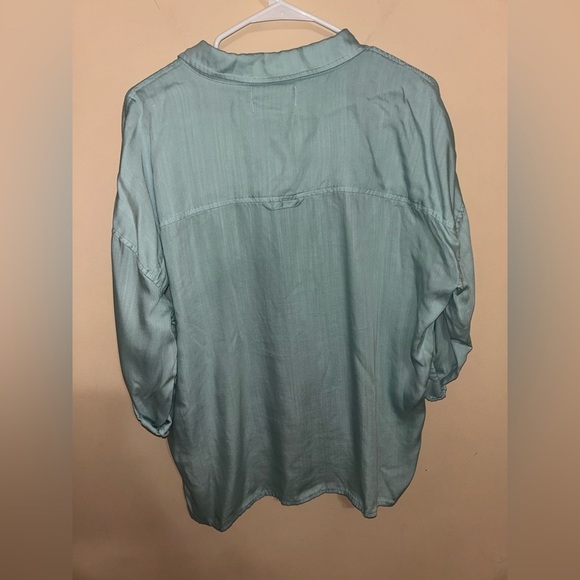 DEAR JOHN Arianna Front Tie Long Sleeve Button Front Shirt Tencel Relaxed Fit S - Picture 5 of 5